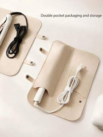 Heat Resistant Hair Styling Tool Storage Bag - Felt Travel Organizer Bag With Heat Resistant Pad, Suitable For Curling Iron, Straightener, Flat Iron, Hair Dryer And Styling Tools, Compact Storage Pouch, Durable Fabric, Multi-Compartment Design, Hair Accessory Travel Organizer, Fashionable Design, Secure Zipper Closure, Straightener And Curling Iron Set, Pencil Case, Convenient For Travel