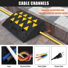 Rubber Threshold Ramp, Heavy Duty Threshold Ramps, Rubber Driveway Ramps With Cable Cover, Car Driveway Curb Ramp For Wheelchairs Cars Vehicles Loading Dock Garage Sidewalk