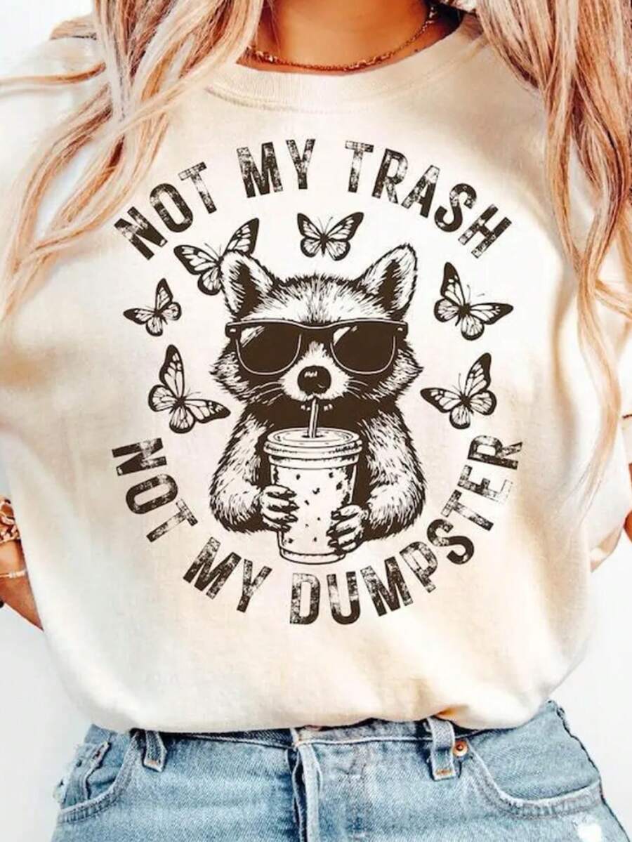 First Of All I'm A Delight Shirt, Comfort Colots Raccoon Shirt, Funny Raccoon Shirt, Cute Sarcastic Shirt, Raccoon Lover Shirt,Family Shirt, Comfort Colots Shirt,Spring/Summer Graphic Tees Women Tops - 白色02 - 查看 1