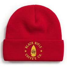 Black Rifle Coffee Co. Logo With Mountain And Arrow Design Winter Beanie For Men Women Soft Warm Knit Hat Ski Stocking Cuffed Cap - Red - View 1