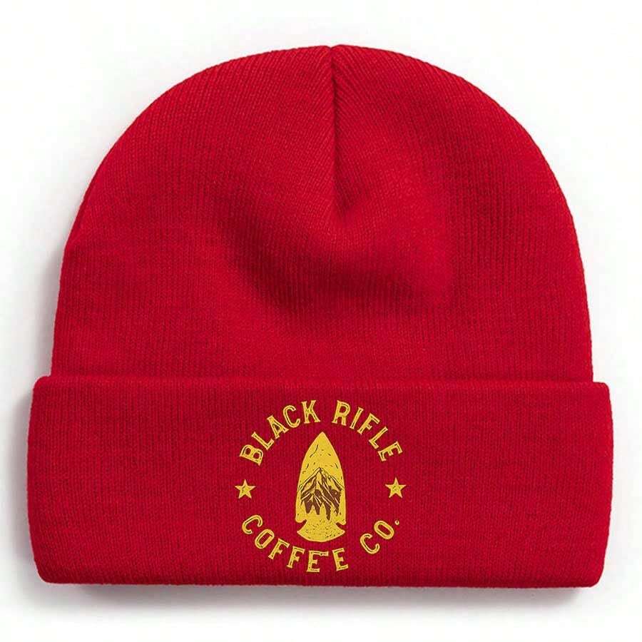 Black Rifle Coffee Co. Logo With Mountain And Arrow Design Winter Beanie For Men Women Soft Warm Knit Hat Ski Stocking Cuffed Cap - Red - View 1