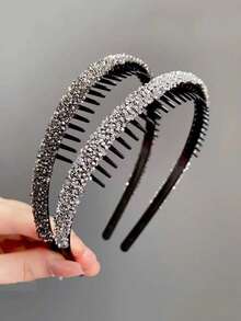 4pcs Women's Versatile Colorful Crystal Rhinestone Hair Hoops, Simple Anti-Slip Hair Accessories For Daily Use, Suitable For Washing Face, Makeup - Multicolor - View 9