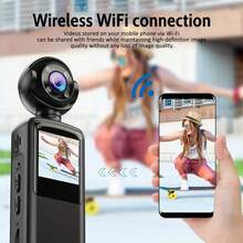 1 pieza Cámara corporal mini 1080p con pantalla de 1.3 pulgadas, lente rotativa 180°, cámara corporal pequeña y portátil con visión nocturna IR para bicicleta - Multicolor - Ver 5