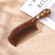 1pc Hand-Painted Flower Meridian Scalp Massage Comb, Anti-Static Natural Golden Sandalwood Hair Comb For Girls, High-End New Year Gift For Ladies, Can Be Given To Elders, Best Friends, Holiday Gift Comb - Multicolor - View 11
