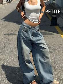 Quần jeans nữ kiểu dáng retro casual boyfriend ống đứng rộng rãi, đa năng, phù hợp cho mọi mùa xuân. - Màu xanh cổ điển - Xem 7