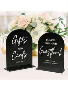2pcs Clear Acrylic Wedding Signs For Ceremony And Reception, 5x7 Inch Modern Wedding Signage, Guest Book Sign, Cards And Gifts Sign For Wedding, Wedding Reception Signs With Holder,Wedding Decor,Home Decor ,Room Decor Party Favors Bride Birthday Graduation Birthday Decorations Party Decorations Bachelorette - Multicolor - View 18