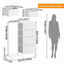Kids Dresser With Clothes Rack, 4 Fabric Drawers & Wooden Top, Sturdy Storage Organizer For Clothes & Toys, For Boys & Girls Bedroom - White - View 4