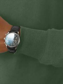 Men's Casual Solid Color Slim Fit Turtleneck Sweater, Autumn/Winter - Green - View 5