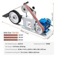 Lijadora de banda , pulidora de banda de velocidad variable de 72 x 2 pulgadas con VFD, pulidora de banda de 1500 W y 2 HP con 3 moldes de pulido y 3 bandas de lijado para trabajar metales y fabricar cuchillos - 72*2 pulgadas - Ver 7