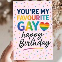 "You're My Favourite Gay" Happy Birthday Card - Vibrant Rainbow Design For Adult LGBTQ+ Celebrations (With Envelope) - Multicolor - View 12