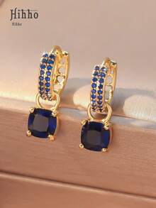 Hihho Cubic Zirconia Decor Earrings - Yellow Gold - View 14