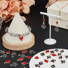 20/40Pcs 4 Styles Playing Card Charms Bulk Poker Charm Alloy Enamel Heart Rhombus Plum Blossom Charm Cute Red Black Charms For Jewelry Making DIY Craft - Silver Bottom - View 4
