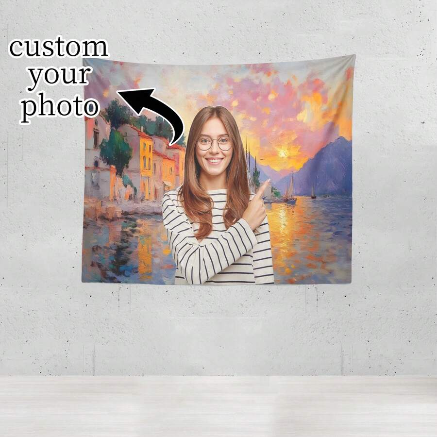 1 Customized Tapestry Of Mackinac Harbor At Sunset, Adding A Specially Prepared Scene To Your Room - A Practical And Creative Tapestry Gift. Vivid Wall Decoration, Unique Personalized Photography And Display Background, Elegant Home Decor, Perfect Party Decoration For Any Occasion. Suitable For Children's Day, Father's Day,