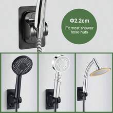 Soporte de ducha de mano sin taladrar, soporte para alcachofa de ducha ajustable, soporte para alcachofa de ducha sin agujeros, soporte de ducha negro, soporte de pared ABS, cabezal de ducha - Negro - Ver 6