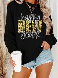 Winter Clothes For Women, Happy New Year! Wishing You A Happy And Prosperous New Year! Loose And Comfortable Hoodie Christmas