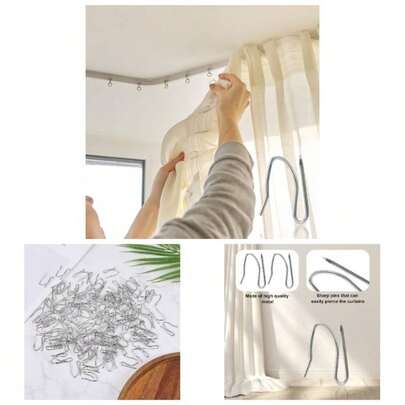 120 Pcs Stainless Steel Curtain Hooks - Heavy - Duty Offset Pin - On Drapery Hooks Window, Door Shower Curtains