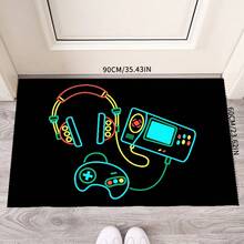 Alfombra de área con diseño de control de juegos creativo moderno, lavable a máquina, con respaldo antideslizante, de fibra de poliéster, hecha a máquina, alfombra de baño para sala de estar, dormitorio, decoración de oficina en casa - 1 pieza - Multicolor - Ver 22