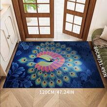 1 pièce Tapis de bain antidérapant à motif de plume de paon, tapis de cuisine antidérapant, convient pour la salle de bain, la cuisine extérieure, la décoration printanière de la maison