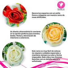 Ramo De Rosas Artificiales 7 Varas - 44cm Shuangzhi - Champán - Ver 3