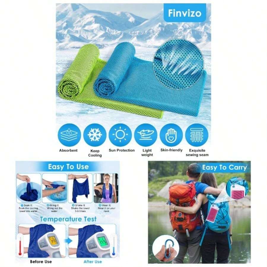 - Paquete de 4 toallas de enfriamiento para cuello: toalla fresca para entrenamiento para gimnasio deportivo, color negro 40x 12 pulgadas - Paquete de 4 luces de color - Ver 1