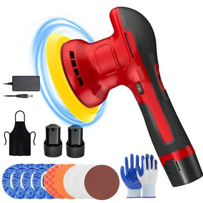 Polishing Machine, 12V, 125mm Polishing Pad, 6-speed Variable, Speed 5500rpm, Powerful Motor, 2 Large Capacity Batteries, Suitable For Car Polishing, Grinding, Car Detailing Tool, Vehicle Maintenance, Durable Highspeed Motor, Diy Car Care