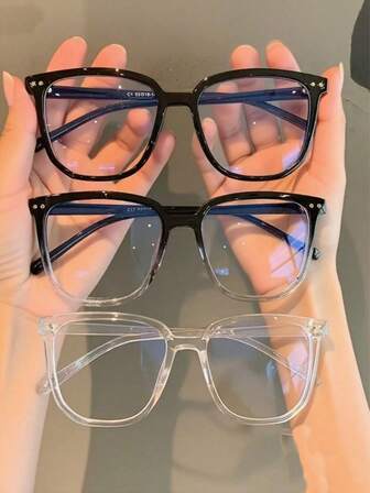 1/2/3 Pairs Anti-Blue Light Glasses - Fashionable Square Fake Glasses, Anti-Blue Light Computer & Gaming Glasses, Unisex Anti-Blue Light Glasses