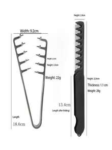 Men's Wide-Tooth Oil-Head Comb With Double Teeth Foldable Beard Brush, Travel-Portable Women's Fine-Tooth Straight Hair Comb 2-In-1 Brush