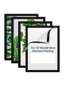1pc Magnetic Diamond Art Frame, Self-Adhesive Photo Frame For Office And Home Wall Decor - Black - View 1