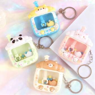 1个新款趣味抓娃娃机钥匙扣，小型家用毛绒娃娃抓娃娃机挂件，史迪奇玩具，旅行玩具，课堂减压玩具，迷你小物，洗澡玩具，圣诞文具，减压球，生日/圣诞节/完美礼物