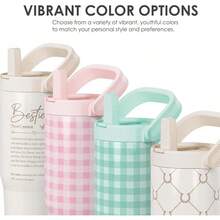 Pink Bow Stainless Steel Straw Lid Tumbler 30oz With Carry Handle For Women Girls, Insulated Travel Coffee Cup, Gift For Sports Outdoor Workout Christmas Birthday - 最好的朋友 - 查看 4