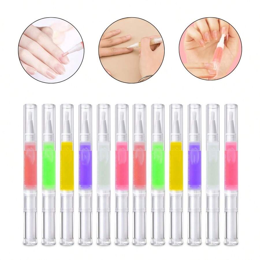 Arte Seducao Kit 12 Canetas Óleo Hidratante de Cutícula Revitalizador Canetinha Hidratação Unhas Cálcio Vitamina Unha Saudável Manicure - Multicolorido - Visão 1