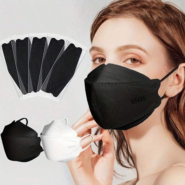 30pcs KN95 Disposable Face Mask: 4-Ply Breathable Safety Masks For Men & Women - Protect Against PM2.5 & Respiratory Hazards - Black & White