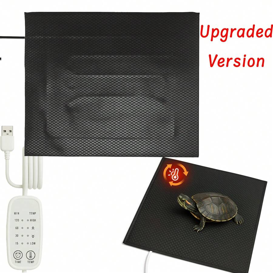 Reptile Heating Pad Tank Warmer With Temperature Control, Power Adjustment Under Terrarium Heater Heat Mat For Reptiles Turtle, Tortoise, Snakes, Lizard - Black - View 1