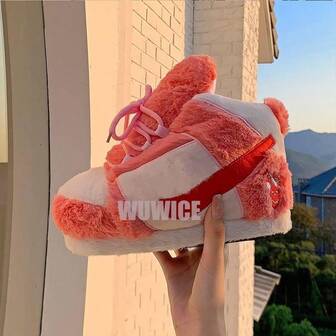 Sneaker Slippers Non Slip Sole Indoor House Plush Slippers Unisex Indoor Floor Cotton Shoes