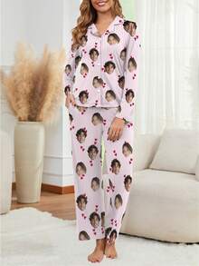 Printstory Custom Women's Pajama Set, Can Print Any Design, Personalized And Unique Gift, Perfect For Family, Friends, And Holiday Parties - White - View 3