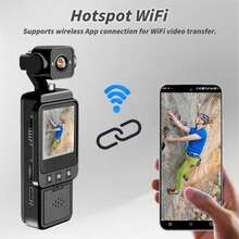 1080P HD Pocket Camera - A WiFi Enabled Sports Camera With A 1.6-Inch High-Definition Display And Manual Pan, Tilt, And Zoom Functions.