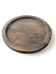 1 Peça Base de Suporte de Vela de Madeira Simples, Bandeja de Vela de Aromaterapia, Bandeja de Madeira Criativa, Prato de Madeira Vintage, Base de Suporte de Vela Redonda, Bandeja de Armazenamento de Mesa de Fazenda, Bandeja de Banheiro, Bandeja de Servir, Adequada para Decoração de Feriados, Aniversários, Festas, Sessão de Fotos, Prato Redondo de Madeira - Castanho - Visão 3