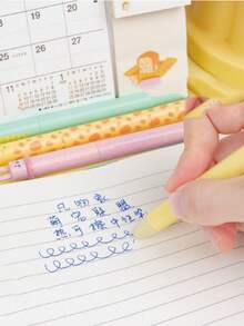 4 Packs Erasable Pen Cute Animal Press Neutral Pen Cartoon Elementary School Student Thermal Eraser Crystal Blue