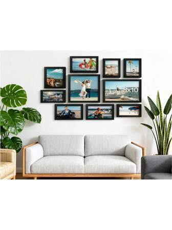 Juego de marcos de fotos decorativos, decoración de pared con collage de marcos negros, se adapta a múltiples tamaños de fotos A4/8x10in/6x8in/5x7in/4x6in, para colgar en la pared o exhibir en la mesa, decoración del hogar