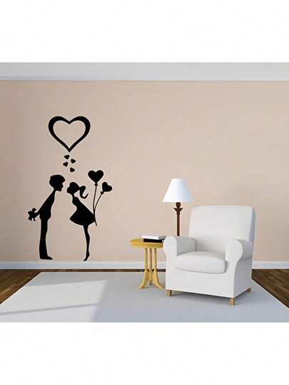 1 pieza Pegatina decorativa en forma de corazón para pareja en el Día de San Valentín, pegatina para ventana, decoración interior para dormitorio, sala de estar