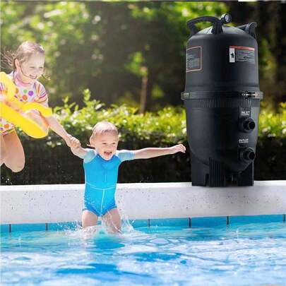 KOMHTOM Filtro a cartuccia per piscine, superficie filtrante 40 m², sistema di filtraggio per piscine fuori terra con filtro migliorato e protezione contro le perdite, per vasche idromassaggio, spa e piscine gonfiabili, 620 x 560 x 1169 mm, nero