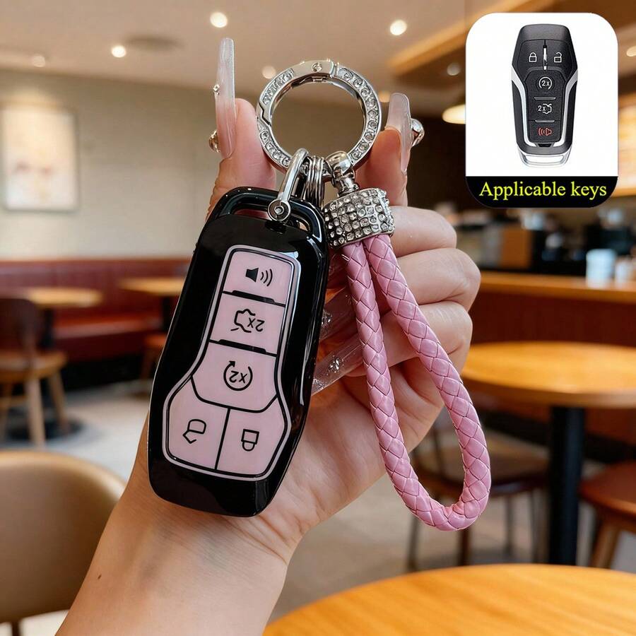 1 pieza Funda protectora de TPU para llave de coche apta para Fusion, Mustang, F150, Edge, Explorer, accesorios de automóvil sin llave - Multicolor - Ver 1