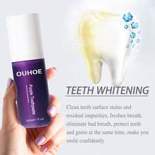 OUHOE Purple And White Toothpaste For Daily Gentle Teeth Care Cleaning And Refreshing Care Teeth Cleanliness And Care Purple Teeth Whitening Toothpaste Remove Plaque Stains Cleaning Oral Hygiene Dental Bleach Tools Fresh Breath Beauty Health - 紫色 - 查看 8