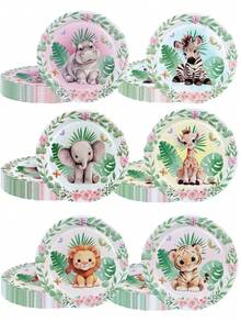 10pcs Disposable Cartoon Animal Series Pattern Paper Tray, Suitable For Business Receptions, Family Gatherings, Themed Party Supplies, Disposable Paper Tray, Party Paper Tray. Party Gifts, Bridal Showers, Restaurant Decorations - Multicolor - View 1