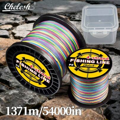  Chelesh High Sensitivity 4-Strand PE Fishing Line 1500yds/1371m 15-70 Lbs, Multiple Colors Available, Smooth, Abrasion-Resistant, Anti-Aging, Low Stretch, High Strength, Suitable For Saltwater And Freshwater Fishing