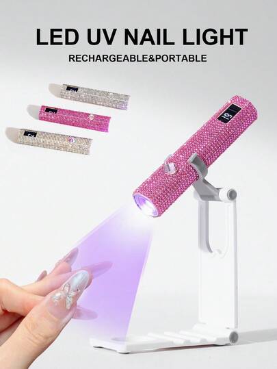 1个USB充电式钻石形UV LED美甲灯，迷你便携式美甲凝胶固化灯，白色钻石，美甲灯，可穿戴式美甲烘干机，UV美甲灯，六边形钻石，美甲凝胶固化灯，小型速干指甲油凝胶灯，便携式美甲灯，高功率LED灯珠，1颗灯珠相当于8颗灯珠的效果，无死角照明，升级灯珠，8倍凸透镜，强聚焦，快速凝胶固化，更高效的美甲艺术
