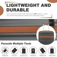 PP Hardshell Luggage 20 24 28 Inch Carry On Cabin Suitcase Expandable TSA Lock 360 Spinner Wheels Lightweight 3 Piece Set Check In Travel Holiday - Grey - View 5