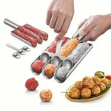 4tube Meatball Maker, Manual Meatball Maker, Kitchen Meatball Maker, Household Meatball Maker, Meatball Spoon, Meatball Scoop Maker, Non-Stick Fish Ball Maker, Kitchen Supplies, Kitchen Tool Kitchen Accessories - Multicolor - View 5