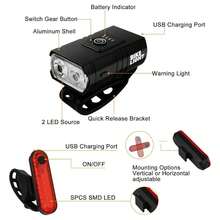 Bike Light Set ,USB - Rechargeable Lights,Easy To Install, Lights With Multiple Lighting Modes,DIBMS Ebike , Rechargeable Bicycle Light IPX5 Waterproof ,6 Light Modes, Super Bright Bike Lights Lumen Super Bright Bikelights Smart Bikelights-Bike Accessories\Bike Light\Flashlight\Bikebike Stuff - M00002 - View 6