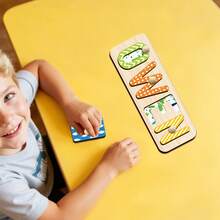 Personalized Name Puzzle, Baby Name Puzzle, Baby Boy Or Girl Early Education Toy, 3D Letter Puzzle Toy, Wooden Letter Puzzle, Baby 1st Birthday Gift, Wooden Puzzle, Personalized Gift, Birthday Gift, Customized Wooden Puzzle Toy, Anniversary Gift, Building Block Gift Set - Striped With Studs and Base Plate - View 6